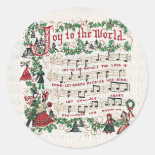 Sticker Rond Noël Carol Joy au monde