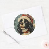 Sticker Rond Noël Cavalier King Charles Spaniel (Enveloppe)