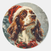Sticker Rond Noël Cavalier King Charles Spaniel (Devant)