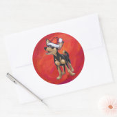 Sticker Rond Noël Chihuahua en rouge (Enveloppe)