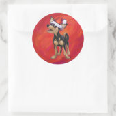 Sticker Rond Noël Chihuahua en rouge (Sac)