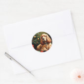 Sticker Rond Noël Cocker Spaniel (Enveloppe)