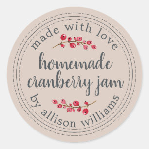 Sticker Rond Noël Confiture Maison de Canneberges Mise en conse