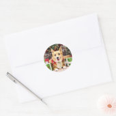 Sticker Rond Noël - Corgi - Pancake (Enveloppe)