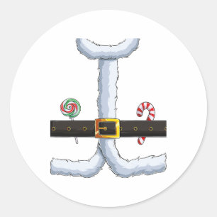 Sticker Rond Noël Costume Père Noël Fun Père Noël Suit Xmas