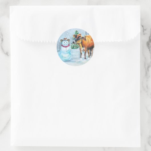 Sticker Rond Noël Cowboy Snowman (Sac)