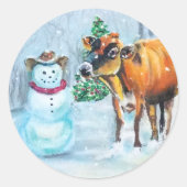 Sticker Rond Noël Cowboy Snowman (Devant)