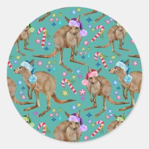 Sticker Rond Noël Cute Kangaroo