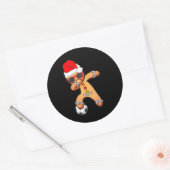 Sticker Rond Noël Dabbing Gingerbread Soccer Drôle Hommes (Enveloppe)