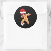 Sticker Rond Noël Dabbing Gingerbread Soccer Drôle Hommes (Sac)