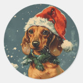 Sticker Rond Noël Dachshund (Devant)