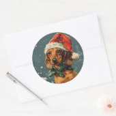 Sticker Rond Noël Dachshund (Enveloppe)