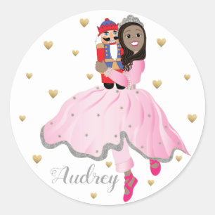 Sticker Rond Noël Dark Haired Ballerina Clara