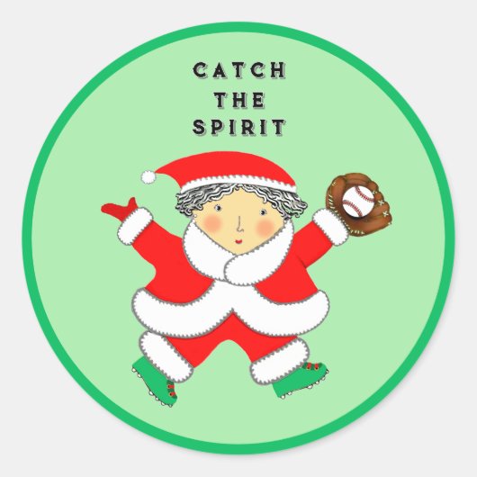 Sticker Rond Noël de baseball (Devant)
