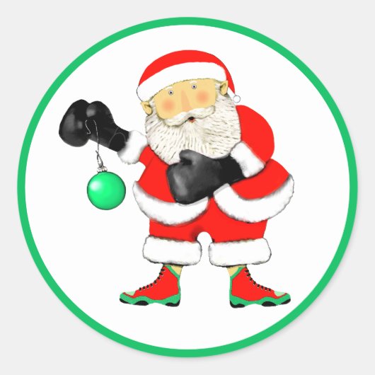 Sticker Rond Noël de boxe (Devant)