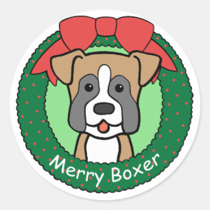 Sticker Rond Noël de boxeur