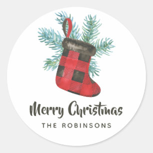 Sticker Rond Noël de Buffalo Plaid
