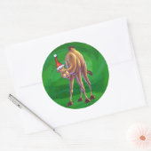 Sticker Rond Noël De Camel Sur Vert (Enveloppe)