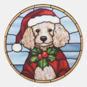 Sticker Rond Noël de caniche en verre (Devant)