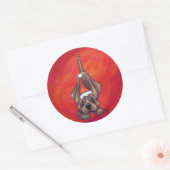 Sticker Rond Noel de Chien À La Hache Sur Rouge (Enveloppe)