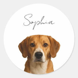 Sticker Rond Noël de chien personnalisé Photo personnalisée p