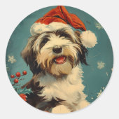 Sticker Rond Noël de Collie barrée (Devant)