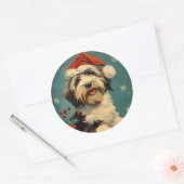 Sticker Rond Noël de Collie barrée (Enveloppe)