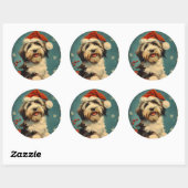 Sticker Rond Noël de Collie barrée (Feuille)