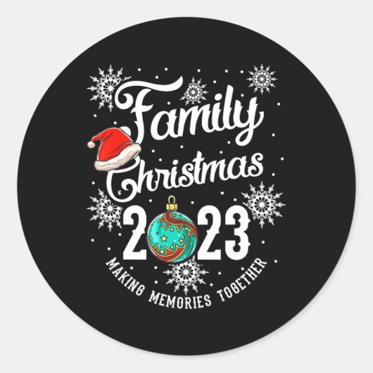 Sticker Rond Noël de famille 2023 Rassembler les souvenirs (Devant)