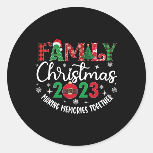 Sticker Rond Noël de famille en faisant des souvenirs ensemble  (Devant)