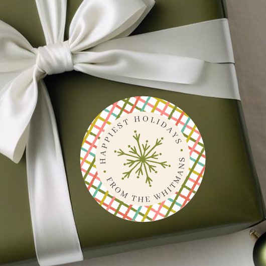 Sticker Rond Noël de Flambeau de neige couleur moderne