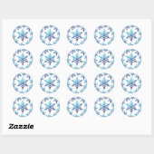 Sticker Rond Noel de flocon de neige bleu (Feuille)
