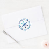 Sticker Rond Noel de flocon de neige bleu (Enveloppe)