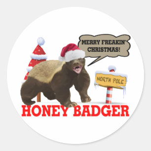 Sticker Rond Noël de Freakin de blaireau de miel Joyeux