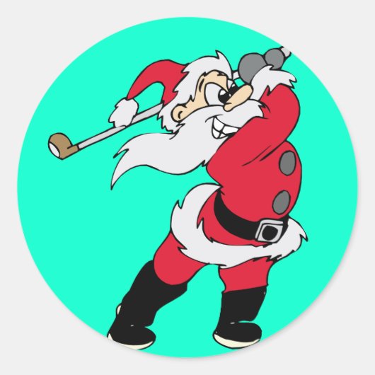 Sticker Rond Noël de Golfing Père Noël (Devant)