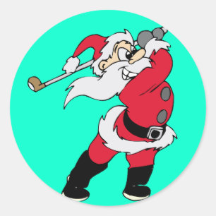 Sticker Rond Noël de Golfing Père Noël
