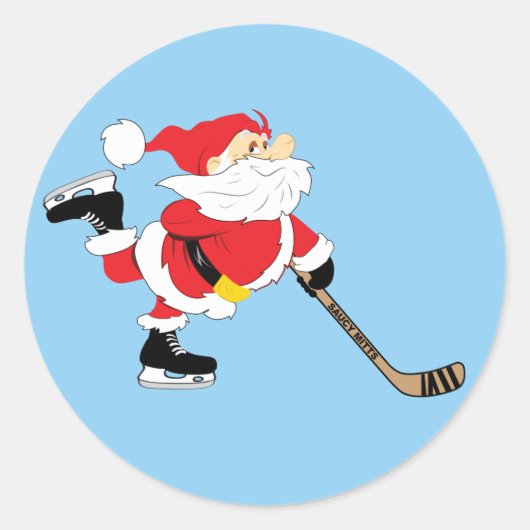 Sticker Rond Noël de Hockey Père Noël (Devant)