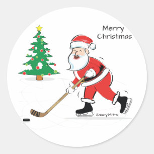 Sticker Rond Noël de Hockey Père Noël
