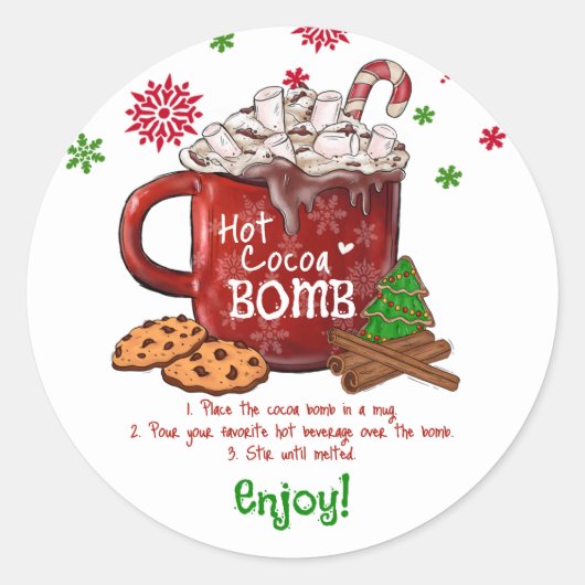 Sticker Rond Noël de la bombe de cacao chaud (Devant)