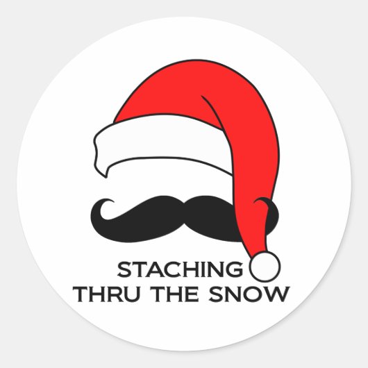 Sticker Rond Noël de la Moustache - Entrer dans la neige (Devant)