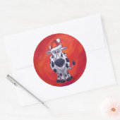 Sticker Rond Noël de la vache sur Red Feild (Enveloppe)