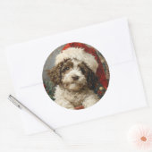 Sticker Rond Noël de Lagotto Romagnolo (Enveloppe)