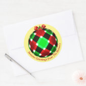 Sticker Rond Noël de l'ornement plaid (Enveloppe)
