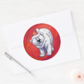 Sticker Rond Noël de l'ours polaire sur le rouge (Enveloppe)