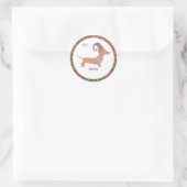 Sticker Rond Noël de mignonne Dachshund (Sac)