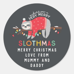 Sticker Rond noël de paresse coloré