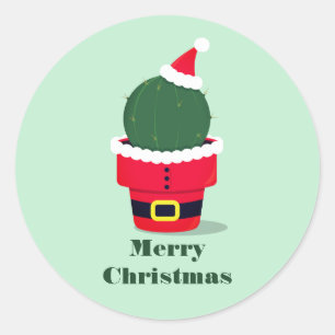 Sticker Rond Noël de père Noël Cactus