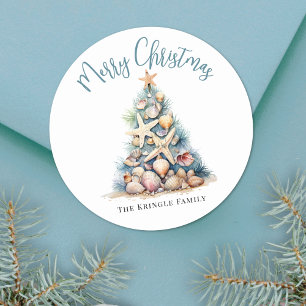 Sticker Rond Noël de plage