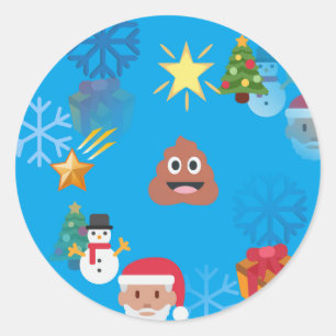 Sticker Rond noël de poop émoji