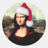 Sticker Rond Noël de Santa Hat Mona Lisa (Devant)